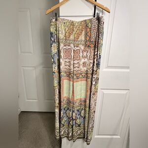 Chicos Travelers Sz3 Palazzo Stretch Pull On Pants Bohemian Wide Leg Hippie Cozy